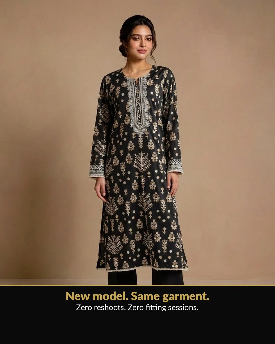 AI-generated fashion model — NAZAR Clothing Case Study