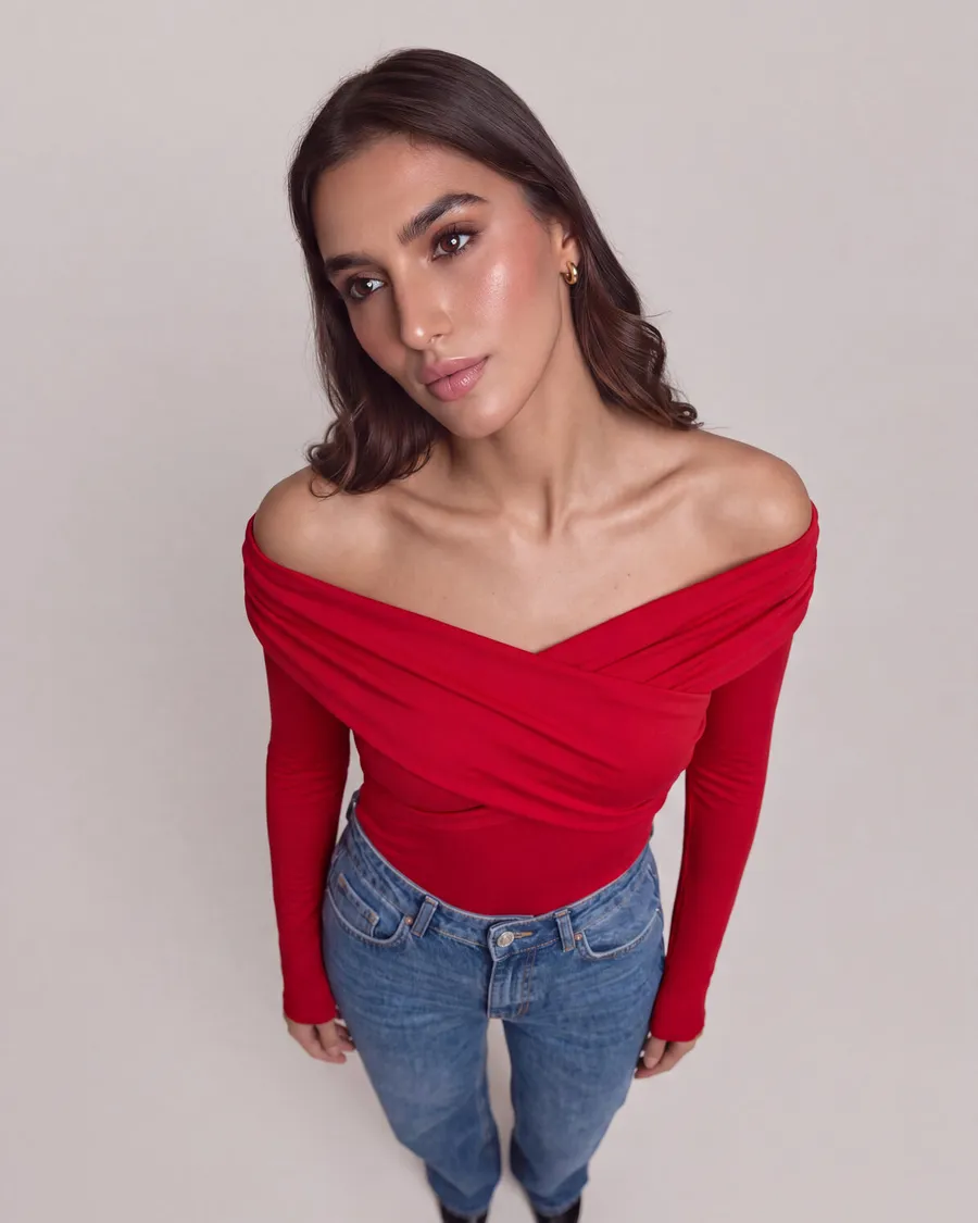 Asymmetrical wrap top — full editorial by NAZAR
