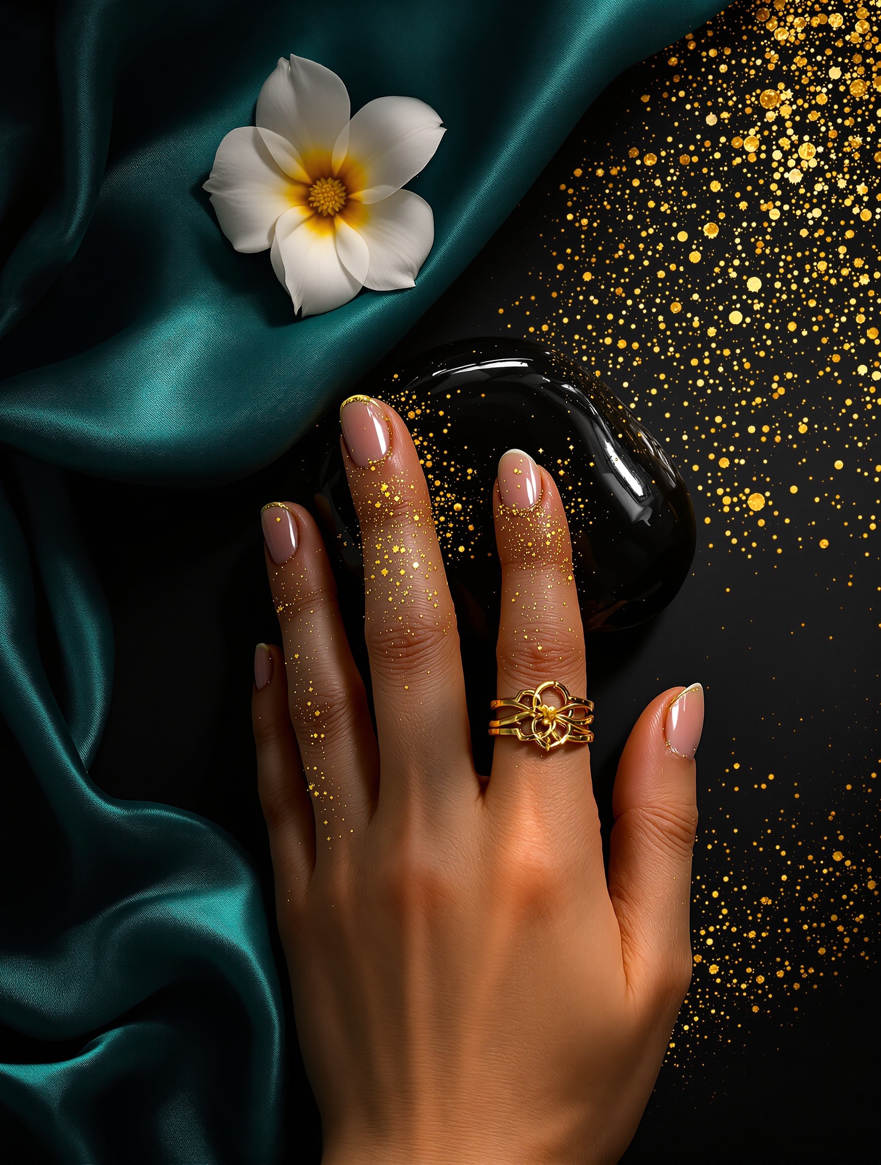 Nude Nail Art Gold