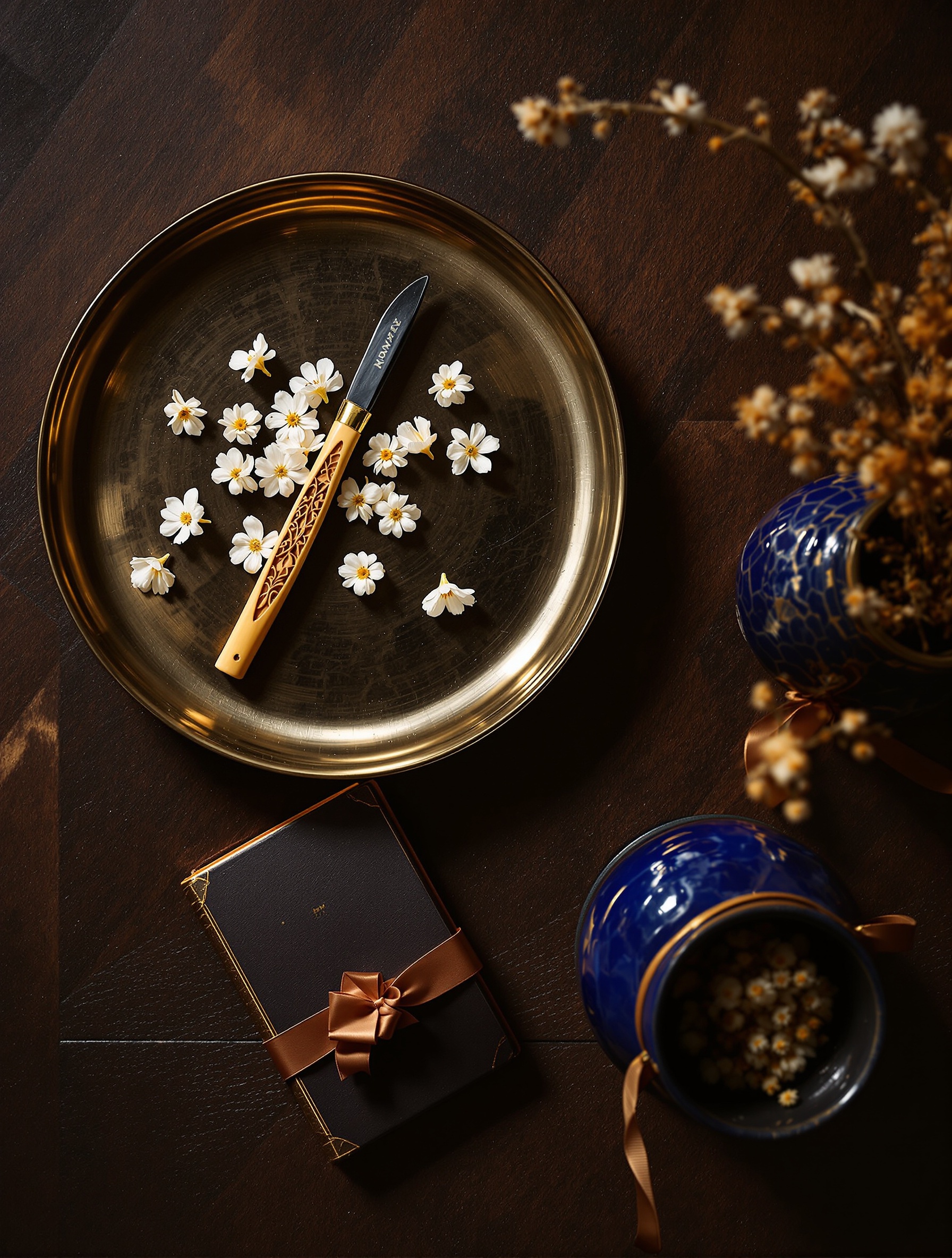 Brass Tray Objects Lifestyle Flatlay