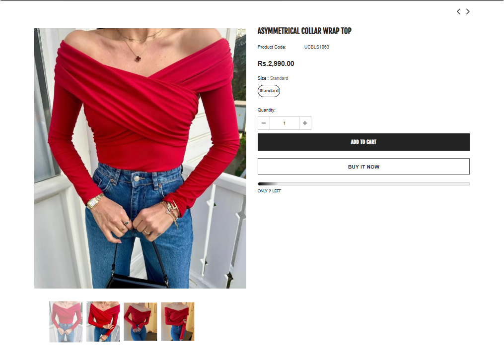 Asymmetrical Collar Wrap Top product listing