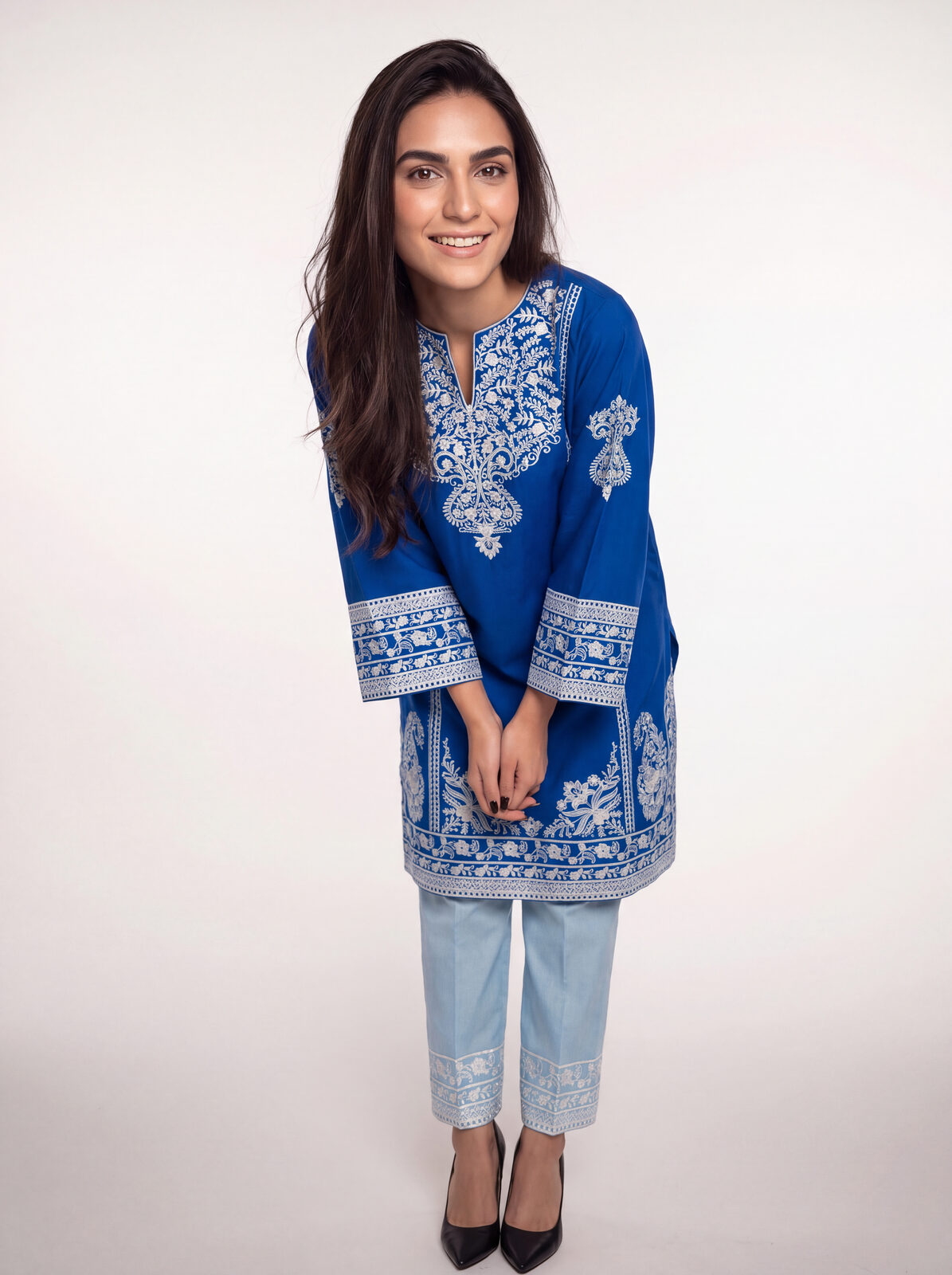 Royale blue kurta — standing