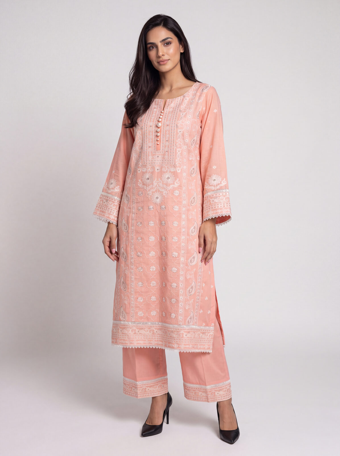 Blush kurta — standing