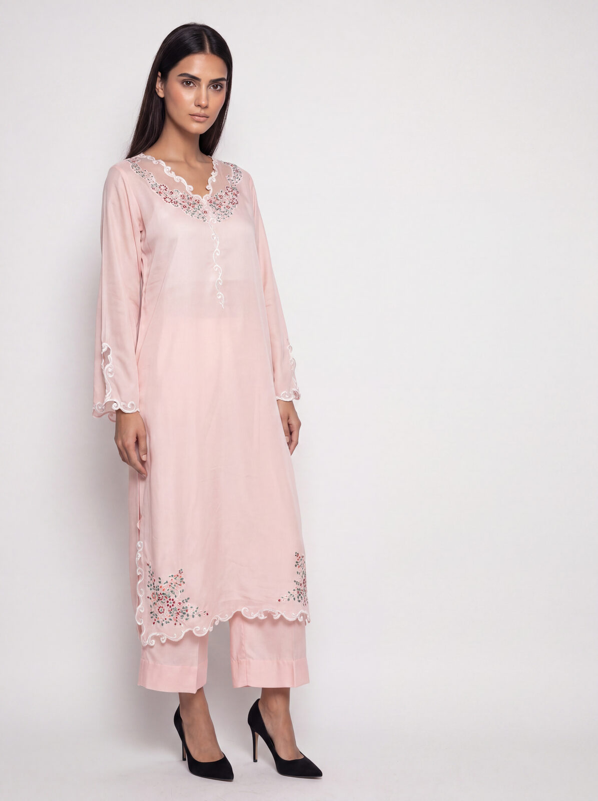 Blush kurta — full length front